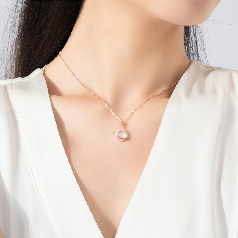 Rose‑Gold Planet Rose Quartz 2‑Piece Set