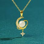 Natural Hetian Jade Moon & Star Necklace
