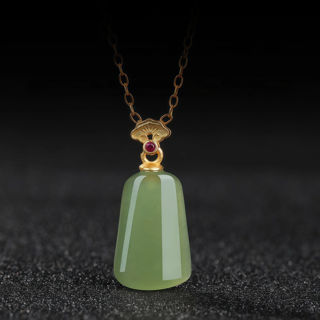 Natural Trapezoid Hetian Jade Wu Shi Pai Necklace - Peace & Purity