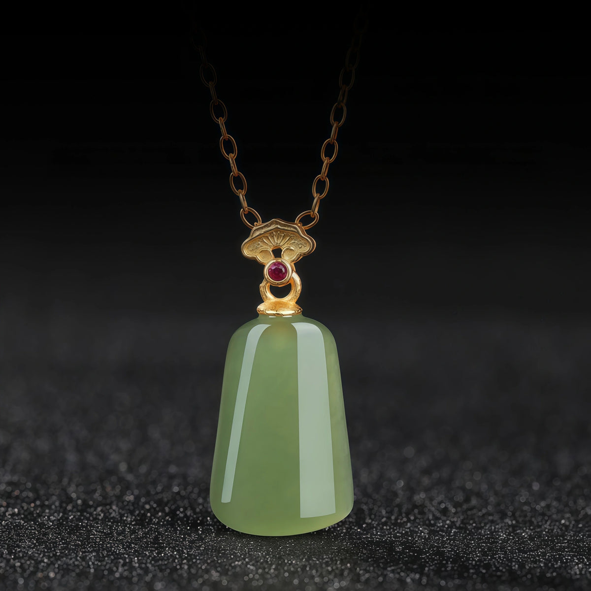Natural Trapezoid Hetian Jade Wu Shi Pai Necklace - Peace & Purity