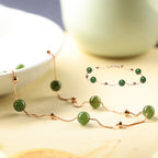 Star‑Scattered Hetian Jade Necklace & Bracelet Set