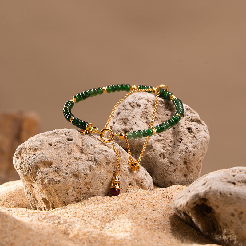 Bracelet en jade Hetian naturel Lotus Éclat Pur