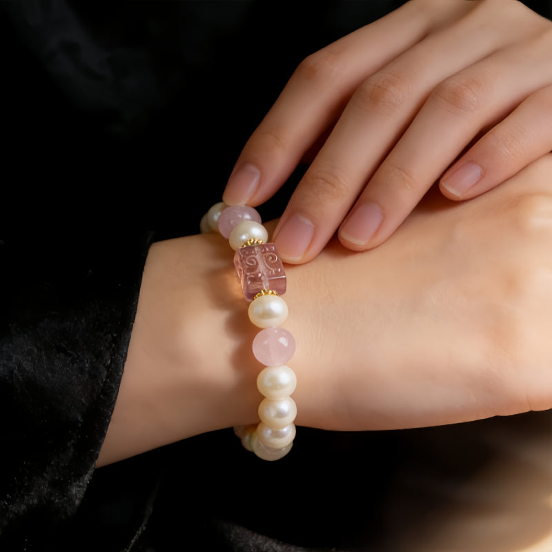 Freshwater Pearl Powder Crystal Bracelet