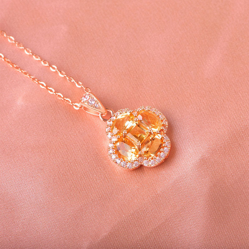 Collier en cristal naturel trèfle de la réussite — Cadeau pour elle • Cadeau de fêtes