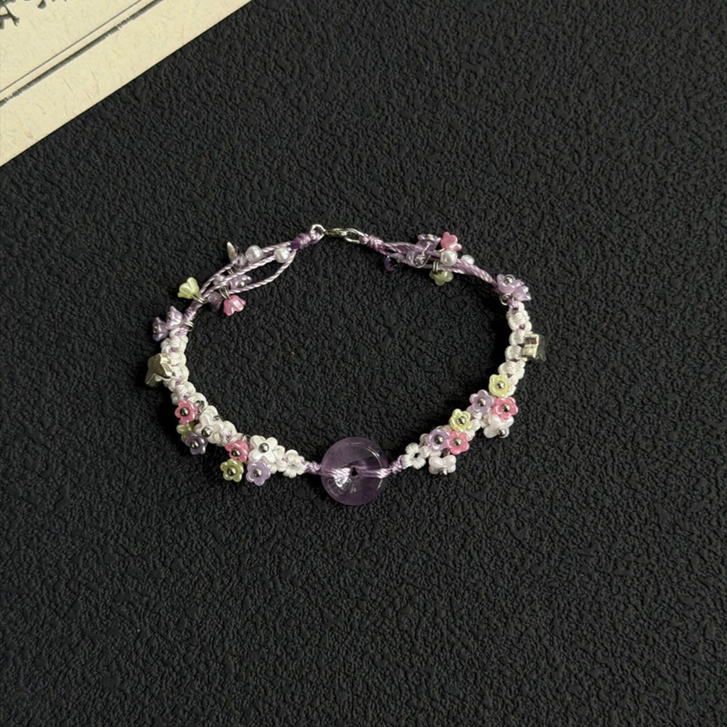 Small Butterfly Amethyst Ping An Kou Macrame Bracelet - Protection & Wisdom Energy Healing