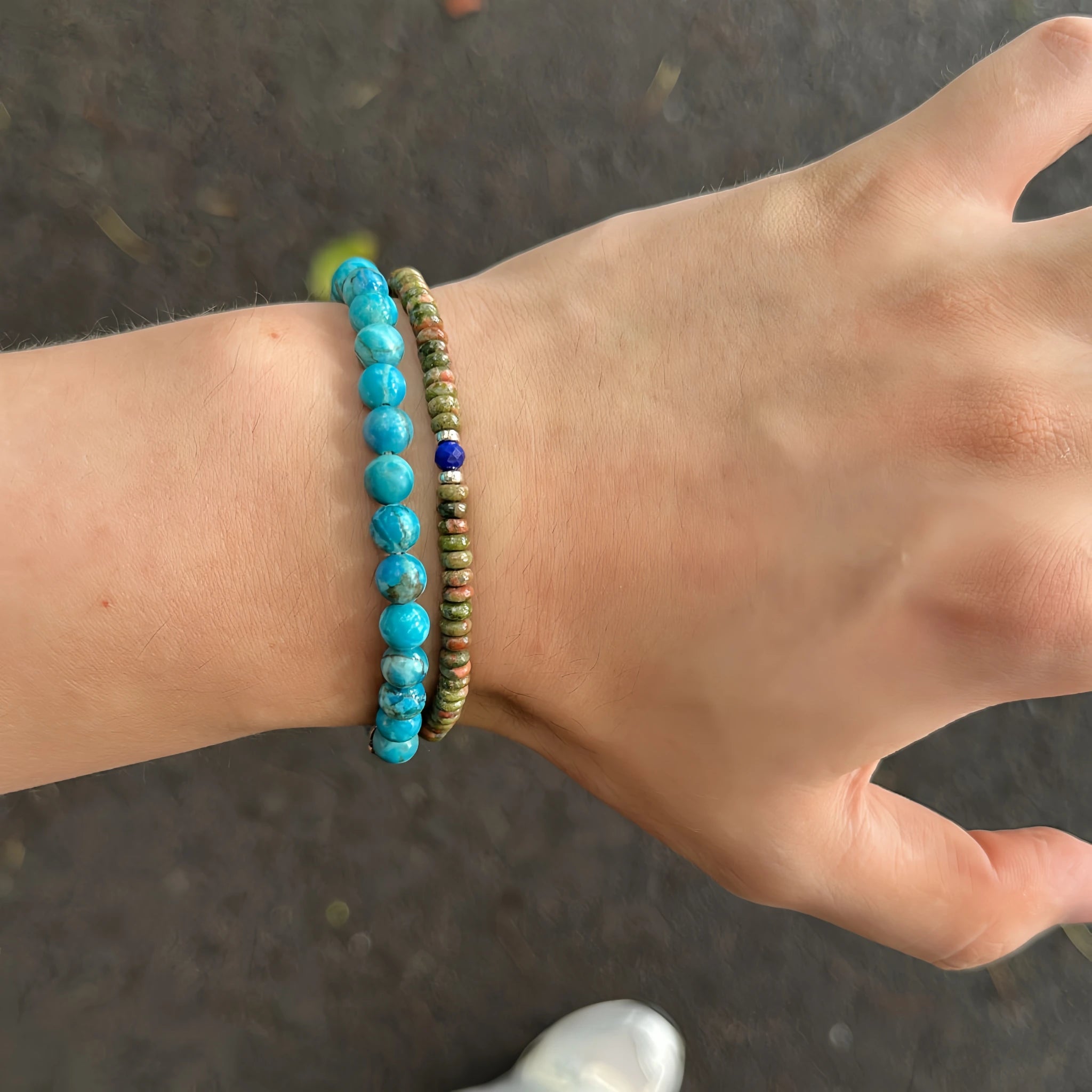 Natural Stone Abacus Bead Stackable Bracelet - guards inner peace
