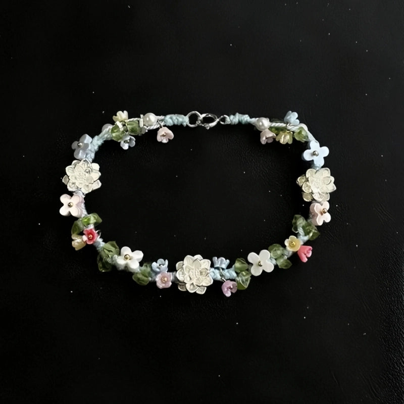 Bracelet tressé floral fait main