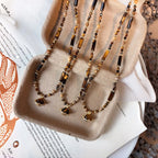 Collier en pierre naturelle œil de tigre, chaîne de luxe planètes cosmiques