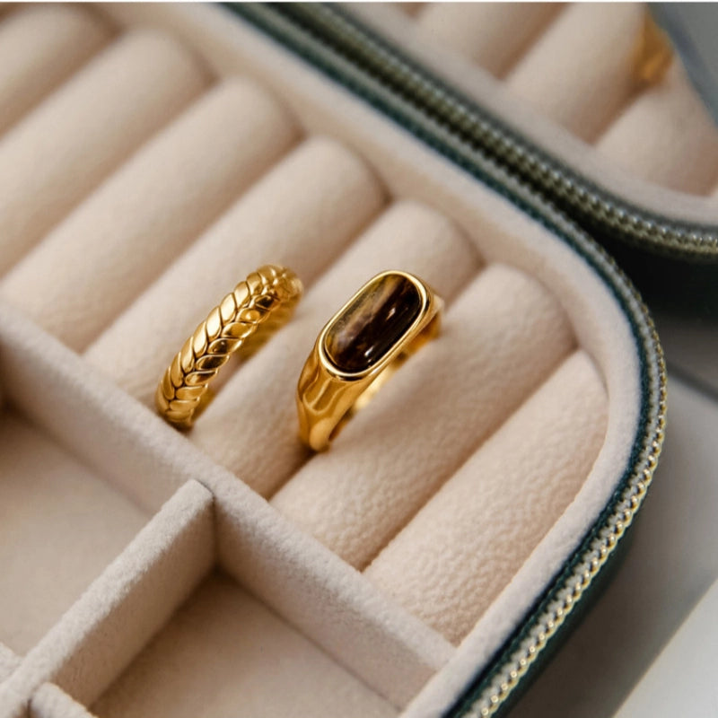 Natural Tiger Eye Stone Ring With Retro Saddle And High-end Design