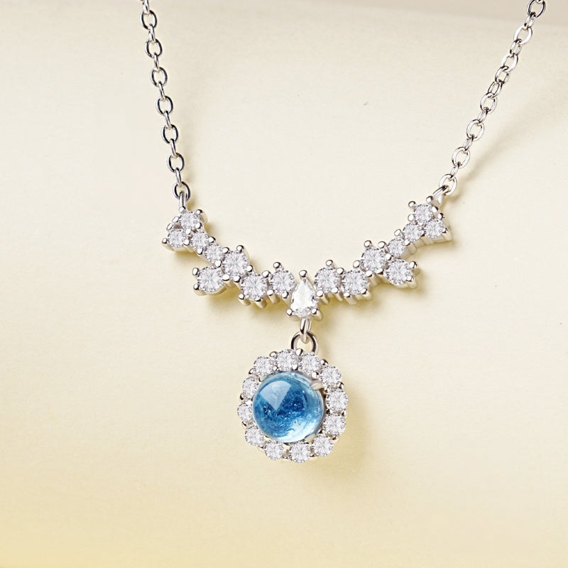 Clear Natural Aquamarine Necklace - Tranquility and Smooth Development