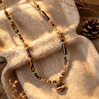 Collier en pierre naturelle œil de tigre, chaîne de luxe planètes cosmiques