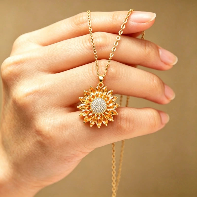 The Smile of Sunflower Natural Crystal Necklace