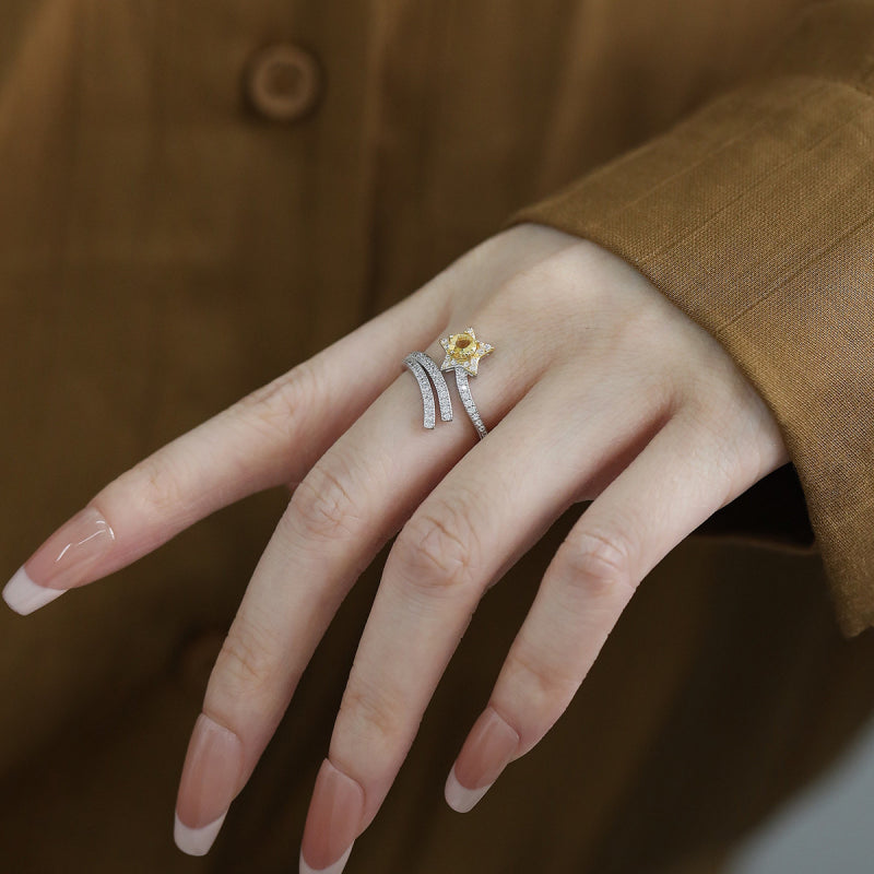 Sun Star Natural Citrine Wrap Ring - Attracts Abundant Wealth