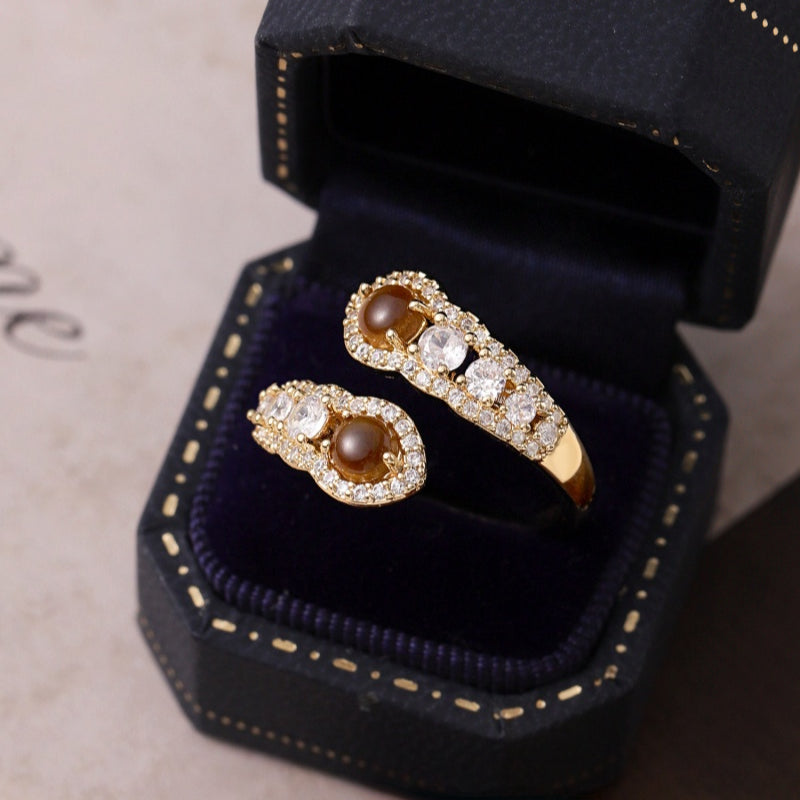Bague en cristal œil de tigre brillant - Apportez la prospérité