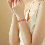 Bracelet en Quartz Fraise Naturel Rose Link