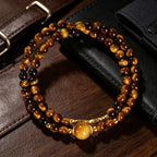 Natural Tiger Eye Stone Bracelet — Fortune-Attracting & Luck-Boosting Double Layer Stacked