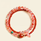Natural Nanhong Agate Double/Triple-layer Bracelet - Fortune & Good Luck