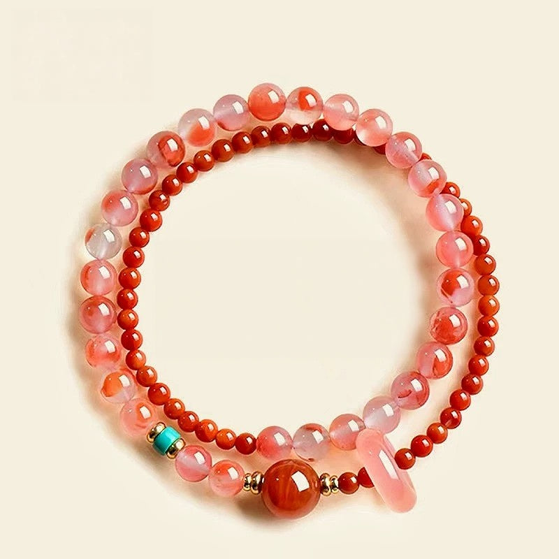 Bracelet de cinabre naturel Renouveau Lotus Rouge