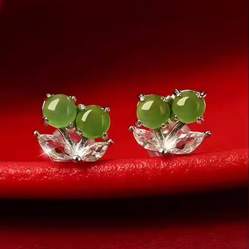 Boucles d'oreilles en jade Hetian naturel Pristine Courage
