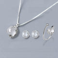 Floral Silver‑Tone White Gemstone Jewelry Set - Clears Negative Energy