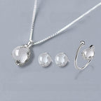 Floral Silver‑Tone White Gemstone Jewelry Set - Clears Negative Energy