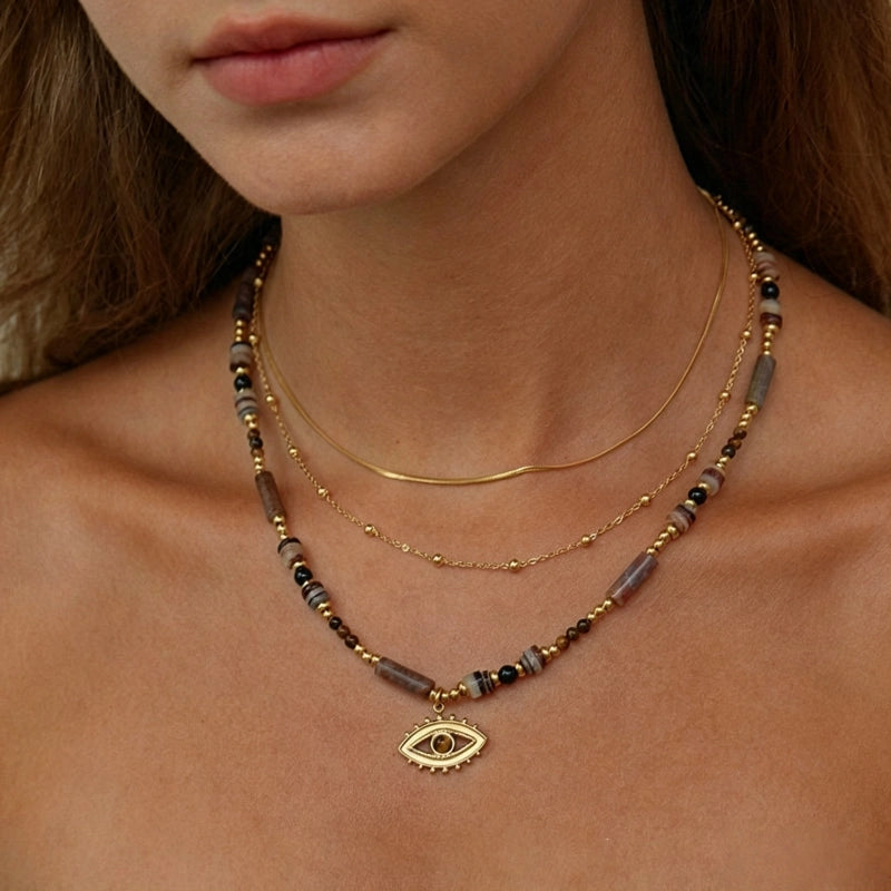 Three-stacked Evil Eye Necklace - Brings Calm, Eases Daily Anxiety