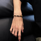 Bracelet Œil de Tigre naturel, runes anciennes — Cadeau de couple pour petit ami