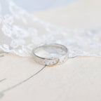 Two Tone Brushed Star Moon Band Ring