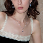 Ensemble Collier et Boucles d'Oreilles Pierre de Lune Grise & Quartz Transparent – Apaise les Émotions, Purifie l'Aura