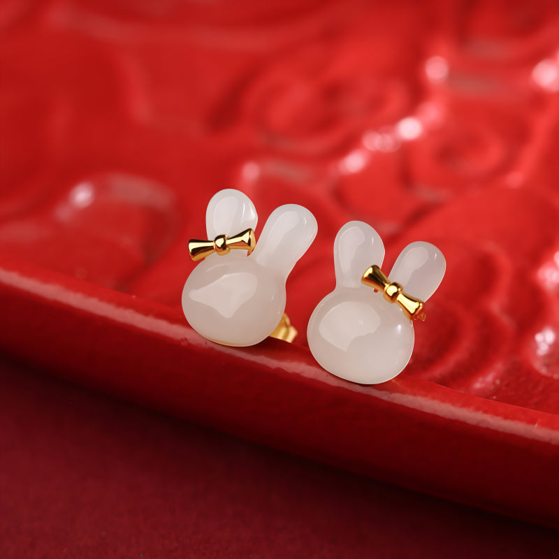 Bunny Natural  Hetian Jade Earrings - Blending Sweet Girlishness with Gentle, Calming Energy