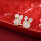 Boucles d'oreilles Calypsa Bunny en jade Hetian naturel