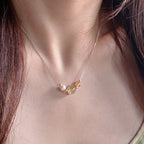 Collier Citrine et Quartz Rutile Doré – Attirez la Richesse et le Succès Professionnel, Pleine Énergie Positive