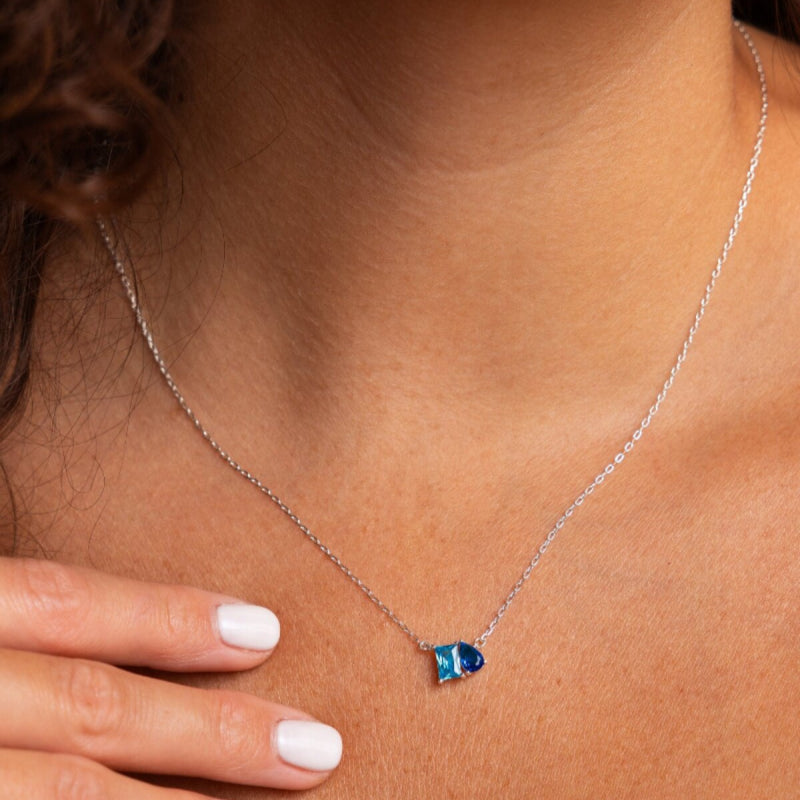 Necklace | You and Me Two Stone Pendant | Sterling Silver Romantic Jewelry