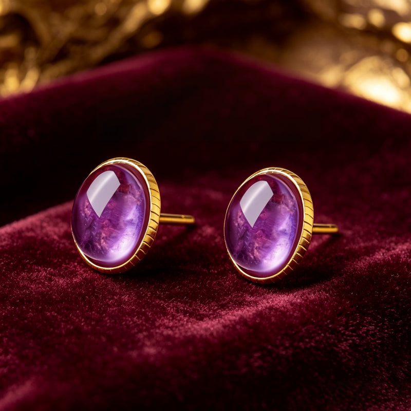 Natural Amethyst Protection Earrings - Guards Restful Sleep
