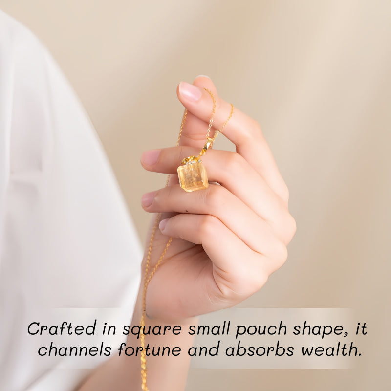 Golden Fortune Bag Citrine Necklace