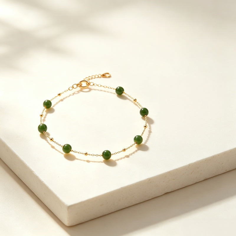 Bracelet en jade Hetian naturel Lotus Éclat Pur