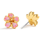 Boucles d'oreilles émaillées fleurs de cerisier et boucles d'oreilles fleurs simples