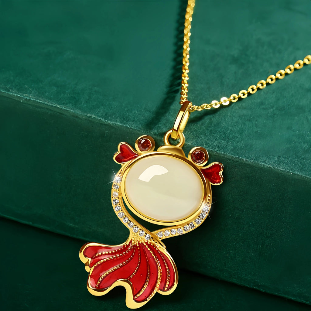 Nephrite Koi Fish Necklace - Symbol of Prosperity and Good Fortune