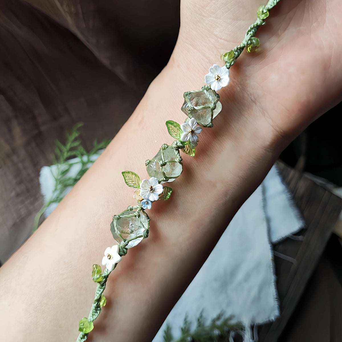 Natural Green Fluorite Braided Bracelet - For Positive Vibes