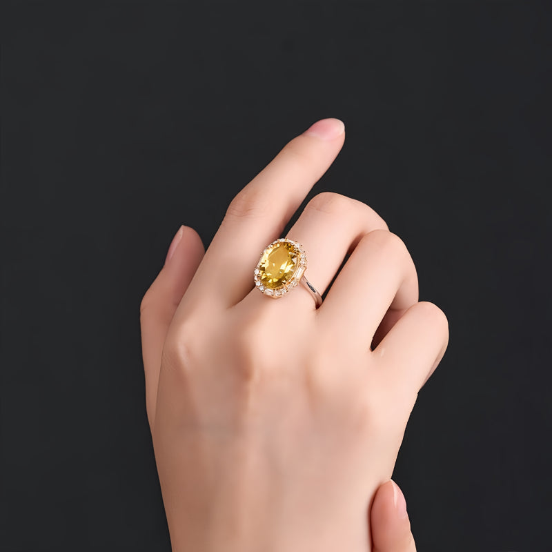 Big Natural Crystal Citrine Ring - Inner Prosperity, Wealth and Good Fortune