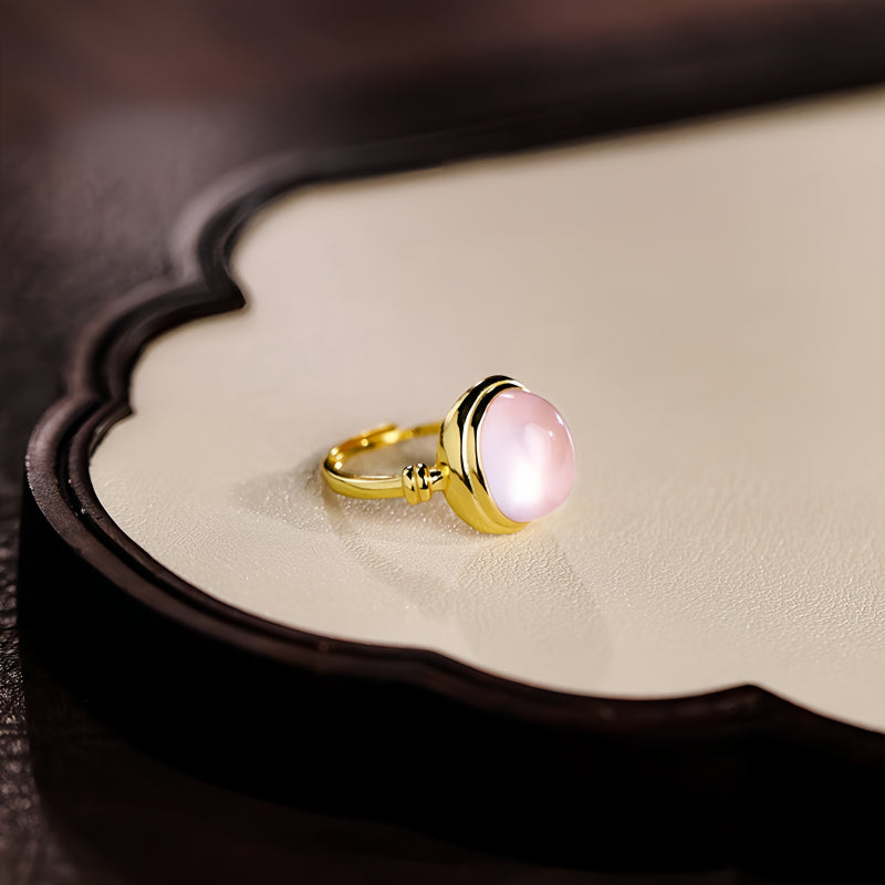 Rose Natural Quartz Ring - Attract Goodness  and Manifest Intentions