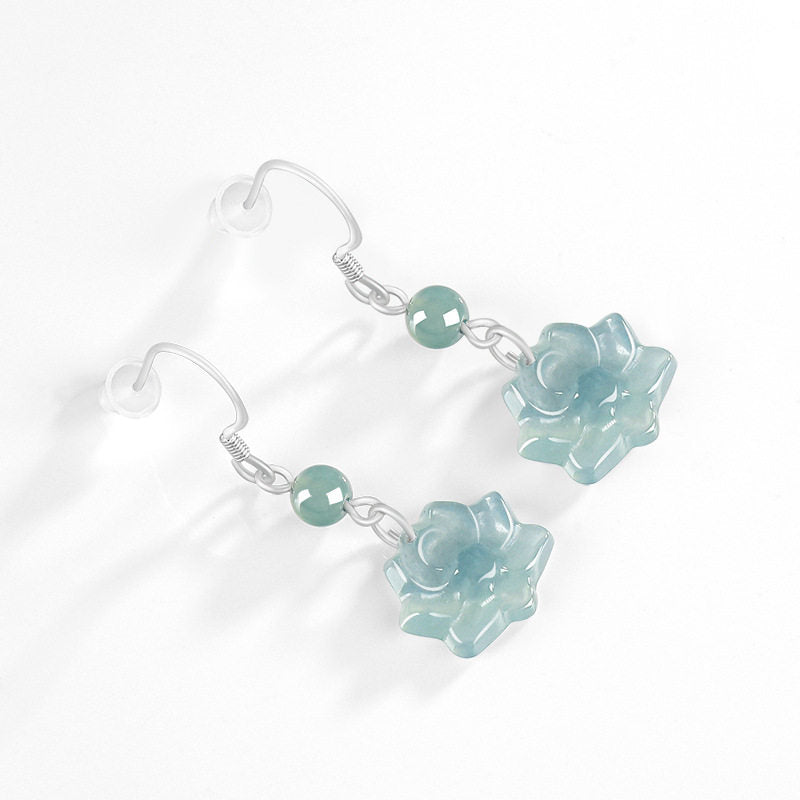 Blue Lotus Jade Earrings — Lotus Calms Restless Thoughts