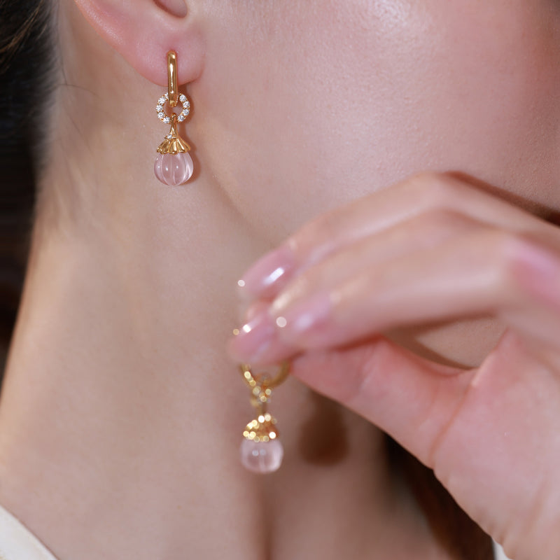 Flacon de parfum en quartz rose et quartz clair – Amour et Clarté