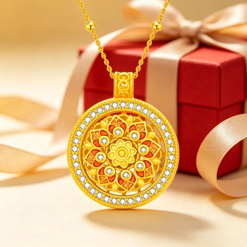 Rotating Lotus Necklace - Cycling Good Luck with Lasting Abundance and Joy