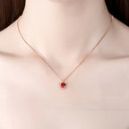 Delicate Rose Gold Cat‑Head Red Stone Complete Jewelry Set - Protection
