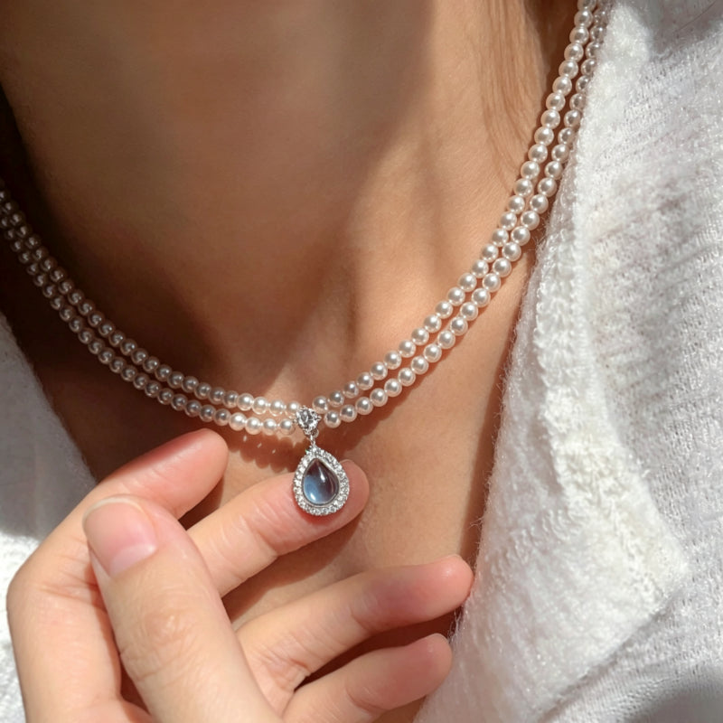 Teardrop Sky Natural Aquamarine Necklace - Find Inner Peace
