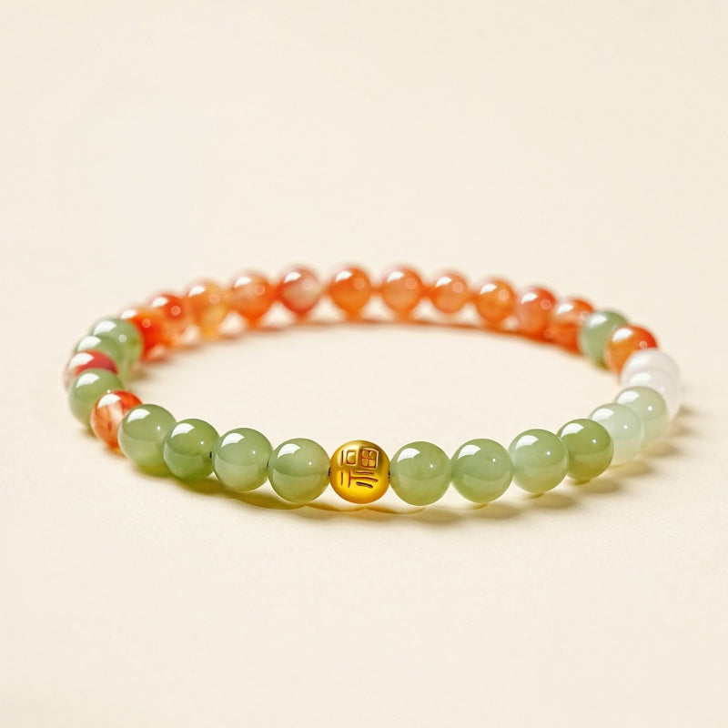 Bracelet en jade Hetian naturel Lotus Éclat Pur