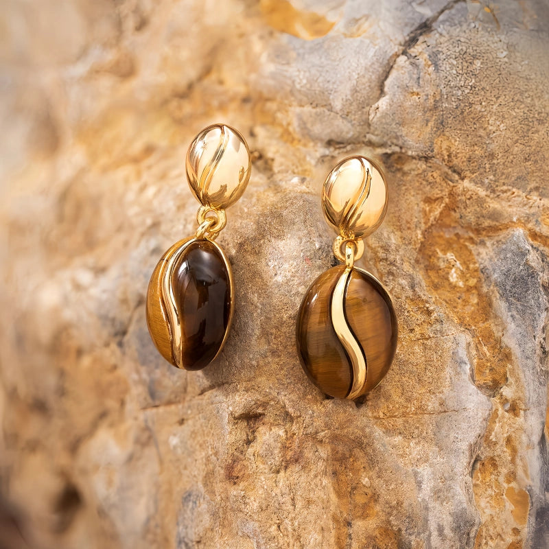 Cafe Ward Natural Tiger Eye Earrings