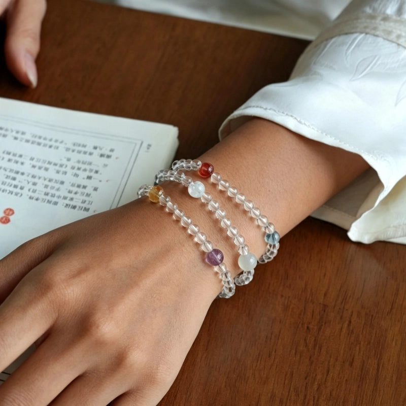 Clear Quartz & Multi-Stones Bracelet– Purify Mind, Open Path, Attract Luck
