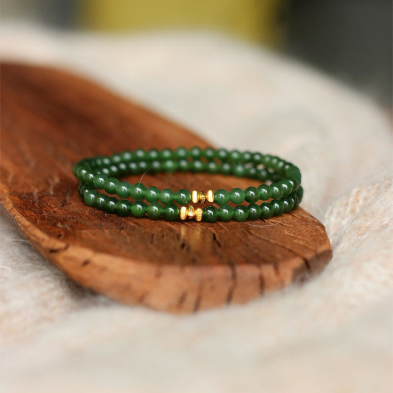 Spinach Green Hetian Jade Bracelet— Pure Grace Hetian Jade